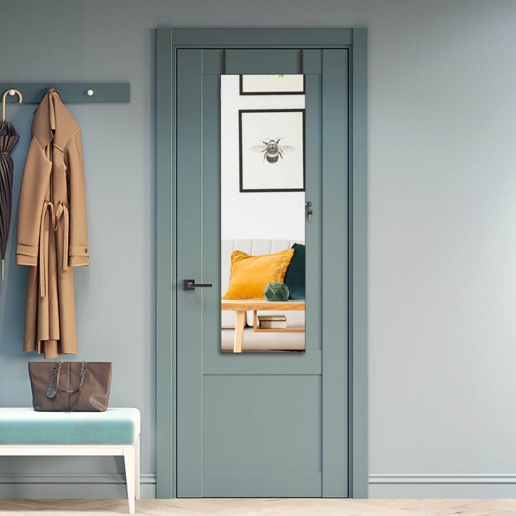 Wall Door Mounted Jewelry Armoire with Frameless LED Mirror