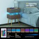 Nightstand Sofa Side Tables with Charging Station and 2 Drawers and LED lights