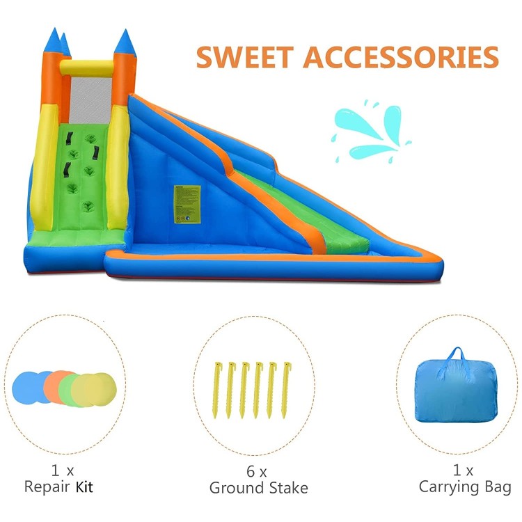 Kids Inflatable Water Slide Bouncing House with Carrying Bag and 480W Blower