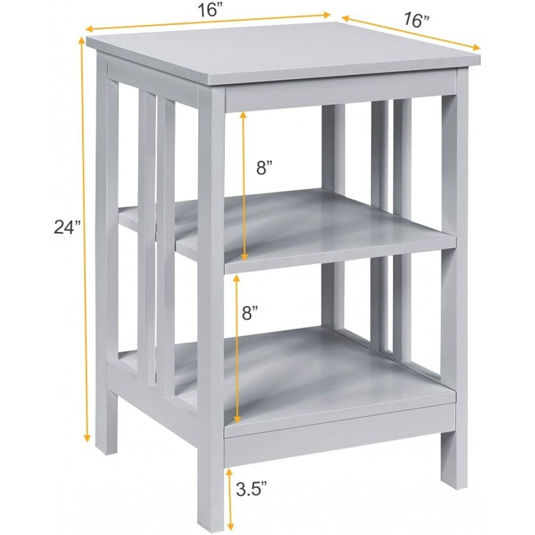 3-Tier Nightstand Set of 2 with Reinforced Bars and Stable Structure