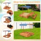 Kids Wooden Sand Box with Foldable Picnic Sensory Table and Bench