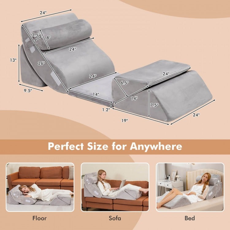 6 Pieces Orthopedic Bed Wedge Pillow Set for Sleeping and Pain Relief