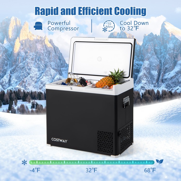 53QT Portable Dual Zone 12V Car Refrigerator Compressor Fridge Freezer for Vehicles Camping Travel