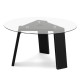 29.5 Inch Round Glass Coffee Table with Solid Rubber Wood Legs for Living Room Home Office Small Space