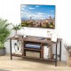 TV Stand Entertainment Center with Open Storage Shelves and Power Outlets to 50 Inches