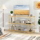 3 Tier TV Stand Console Table with Tempered Glass Shelves for Living Room