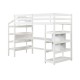 Twin Size Loft Bed with Desk and Storage Stairs Loft Bed Frame with Shelves and Safety Guardrails