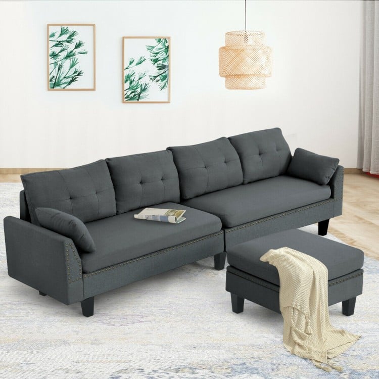 Reversible Sectional Sofa Couch L-Shaped Sofa Couch with Ottoman