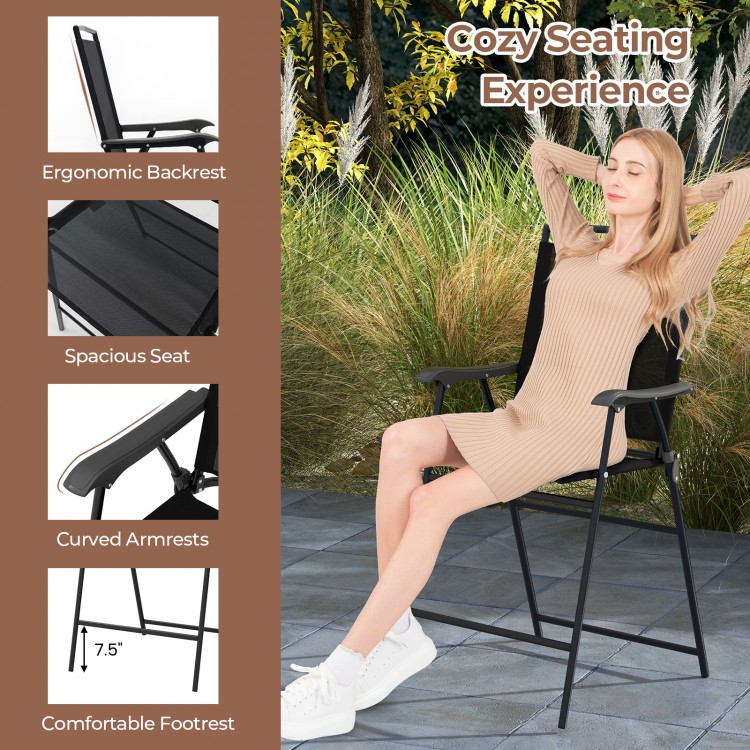 3 Pieces Outdoor Bar Stool Set with DPC Tabletop and Umbrella Hole for Poolside