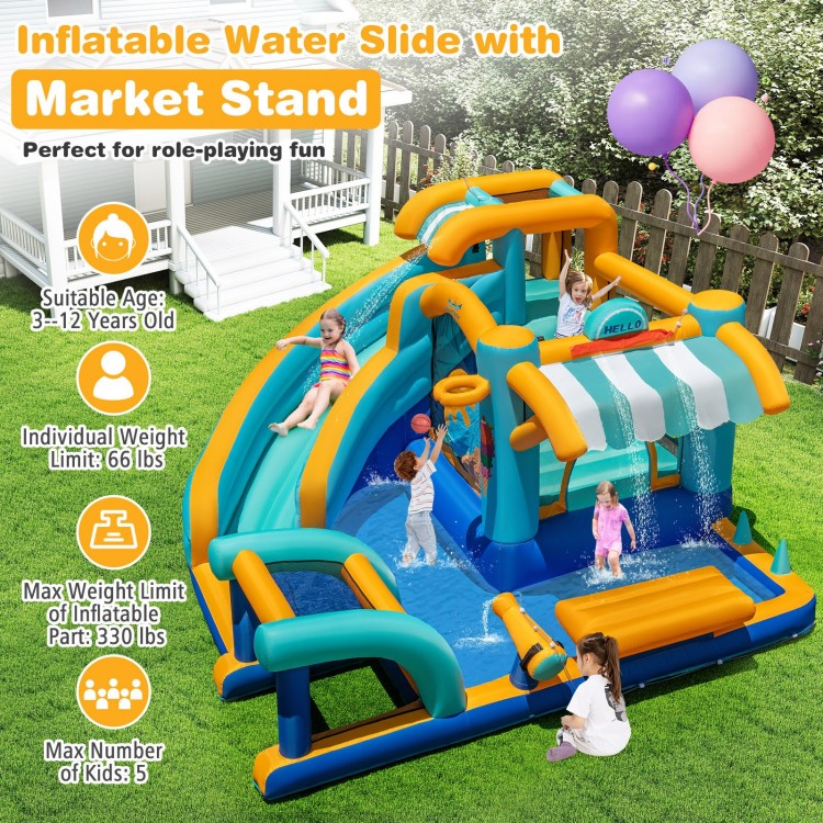 Inflatable Water Slide Bounce House Kids Jump Castle with 750W Blower