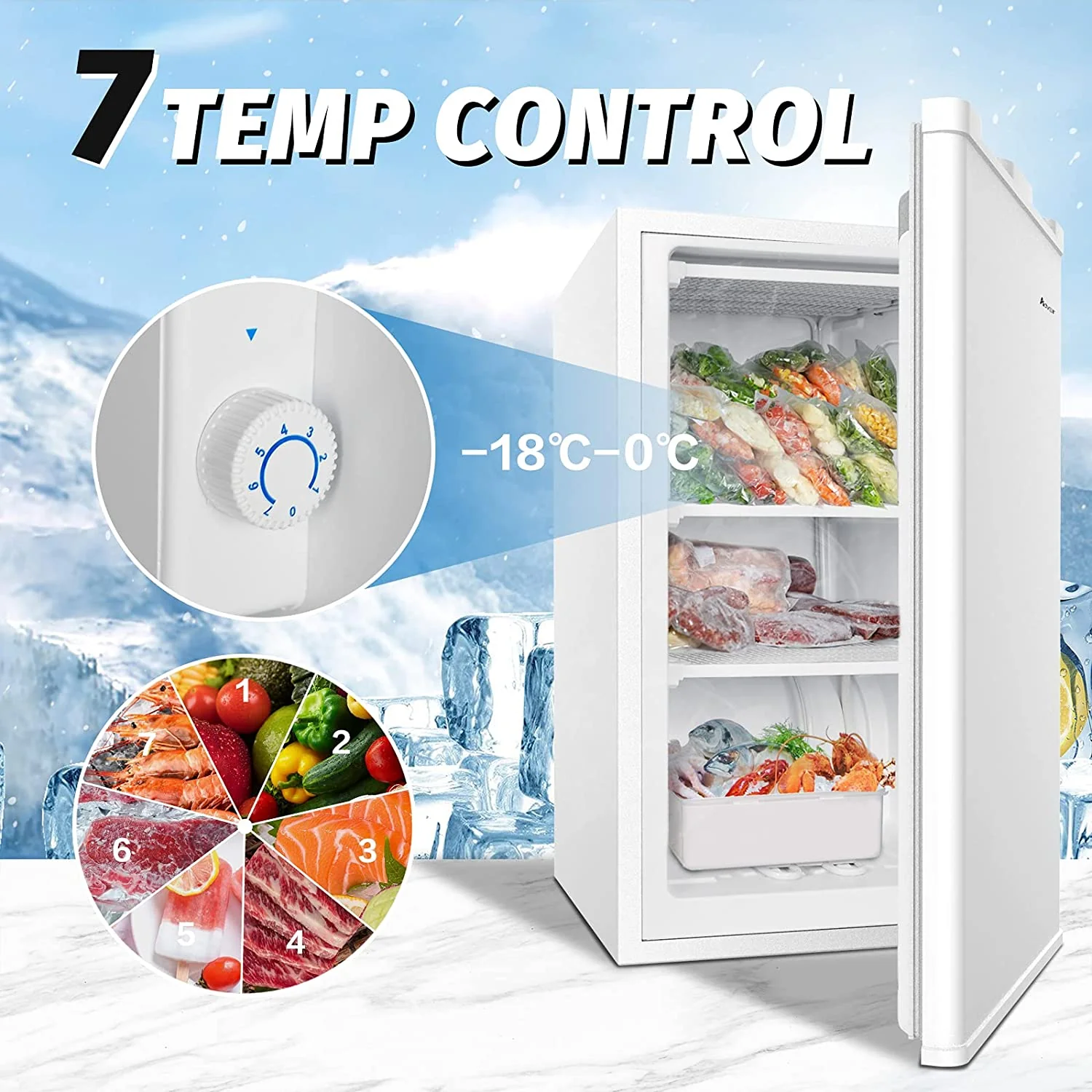 88L Mini Upright Freezer Deep Freezer