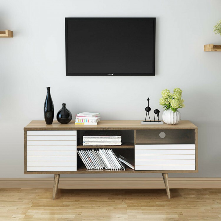 Mid-Century Modern TV Stand for TVs up to 65 Inch with Storage Shelves