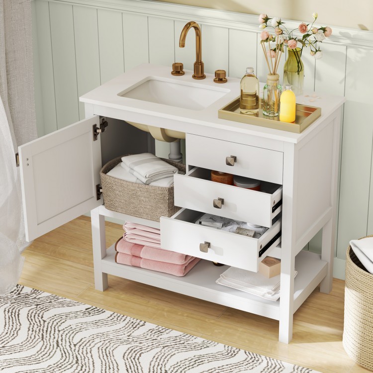 Freestanding Bathroom Vanity Unit with Basin Floor Storage Cabinet