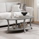Oval Coffee Table 2-Tier Center Table with Storage Shelf