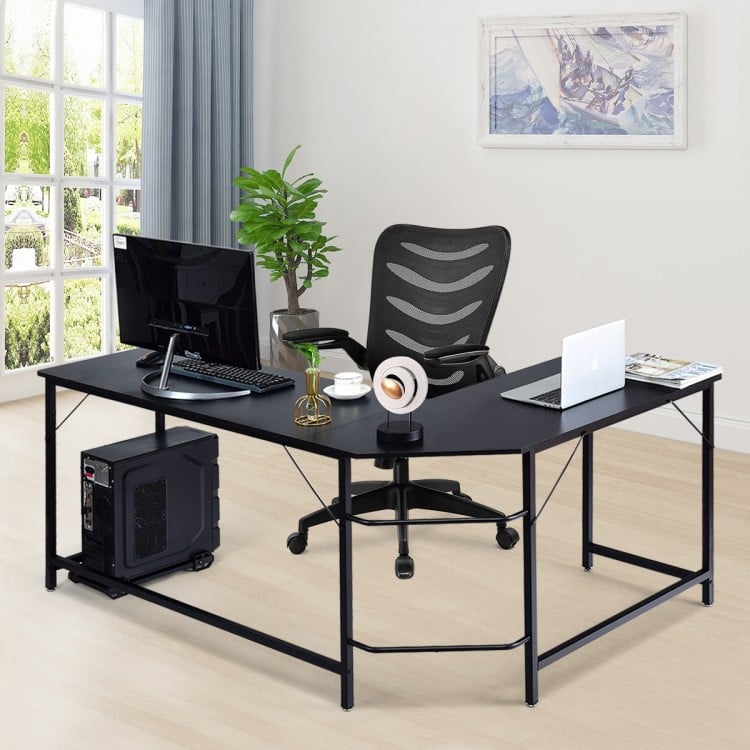 L-Shaped Corner Computer Desk with CPU Stand and Spacious Surface