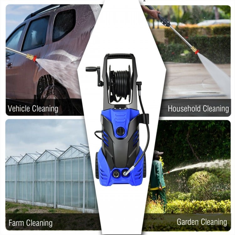 3000 PSI Electric High Pressure Washer with 5 Nozzles and Hose Reel