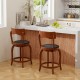 Swivel Bar Stools Set of 2 with Rubber Wood Frame and Upholstered Seat