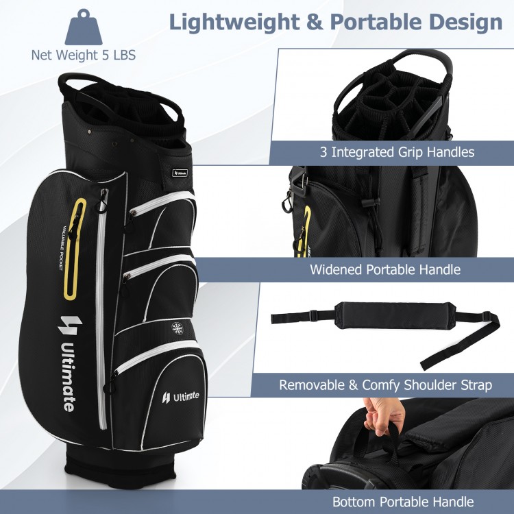 9.5 Inch Lightweight Golf Cart Bag with 15 Way Top Dividers