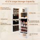 Wall Mounted Jewelry Armoire Organizer with Full-Length Frameless Mirror