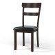 Set of 2 Dining Chairs With Rubber Wood Frame and Upholstered Faux Leather Seat