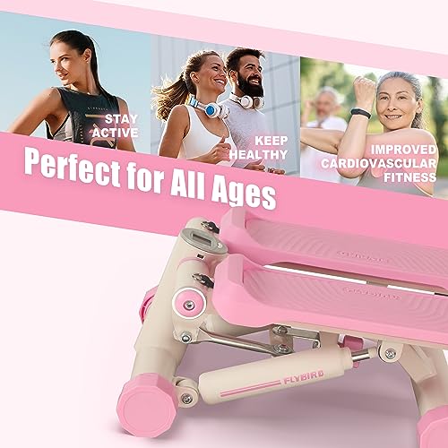 FLYBIRD Stair Stepper with Resistance Bands, Compact Cardio Equipment for Full Body Workout, Supports 330 lbs