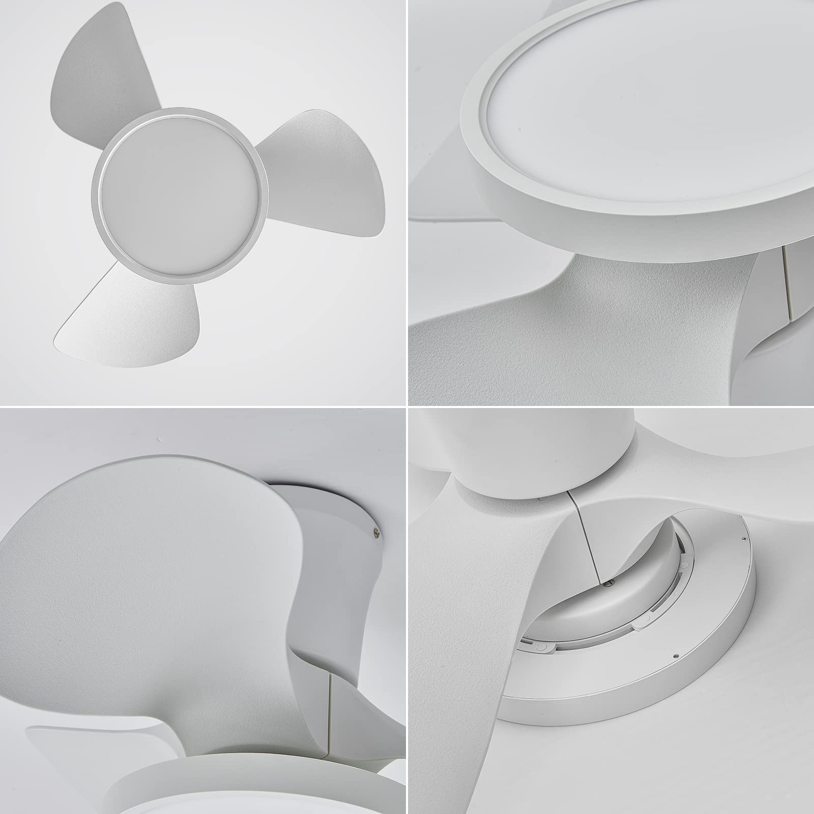 ocioc 22′′ Quiet Ceiling Fan with LED Light & Remote, Reversible Motor, White, Indoor/Outdoor