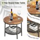 3 Pieces Patio Rattan Furniture Set with Cushioned Sofas and Wood Table Top