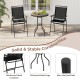 3 Pieces Outdoor Bar Stool Set with DPC Tabletop and Umbrella Hole for Poolside