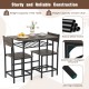 Dining Table Set with Metal Frame and Storage Rack
