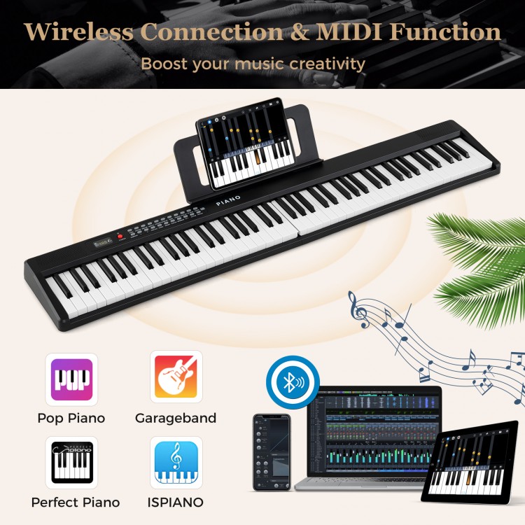88 Key Foldable Piano Keyboard Portable Semi Weighted Electric Piano