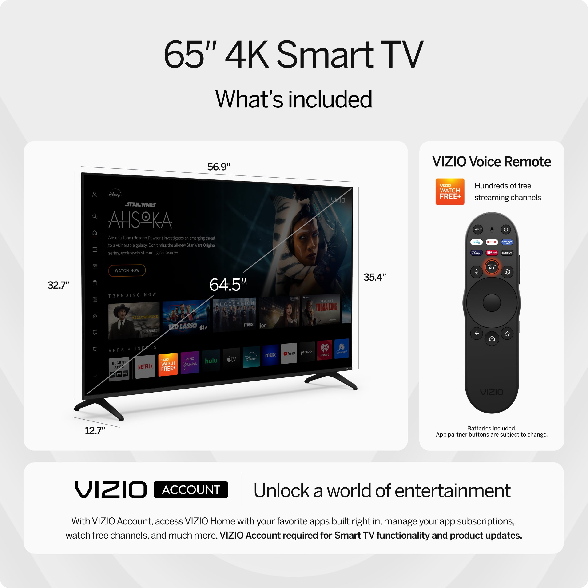 VIZIO 65′′ 4K UHD HDR Smart TV with Dolby Vision, WiFi 6, Voice Control, and Gaming Features