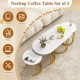 Nesting Coffee Table Set of 3 with Faux Marble Tabletop and Powder-coated Gold Metal Frame