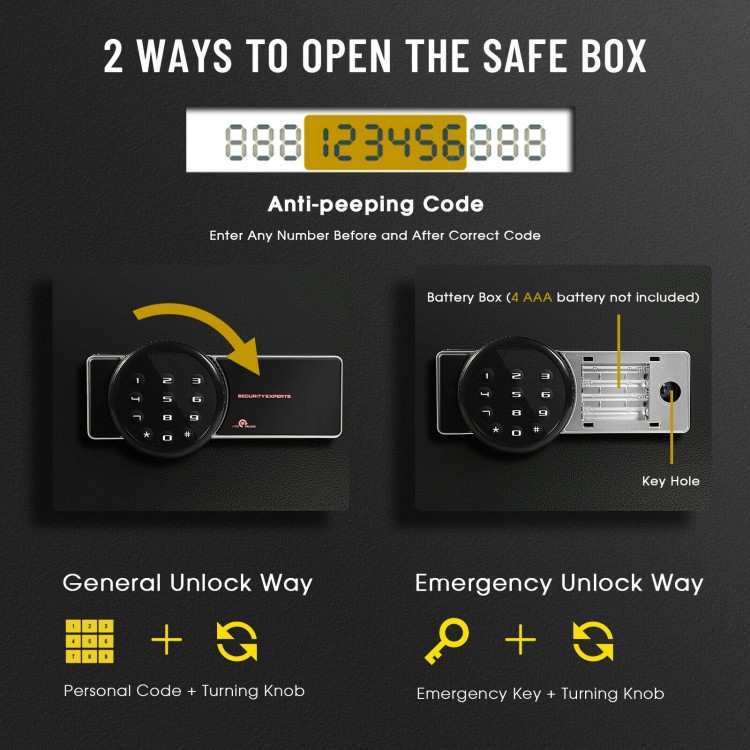 1.0 cu ft Fireproof Waterproof Electronic Safe Box with Digital Keypad and Key