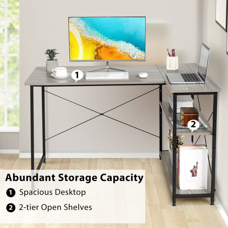 48 Inch Reversible L Shaped Computer Desk with Adjustable Shelf