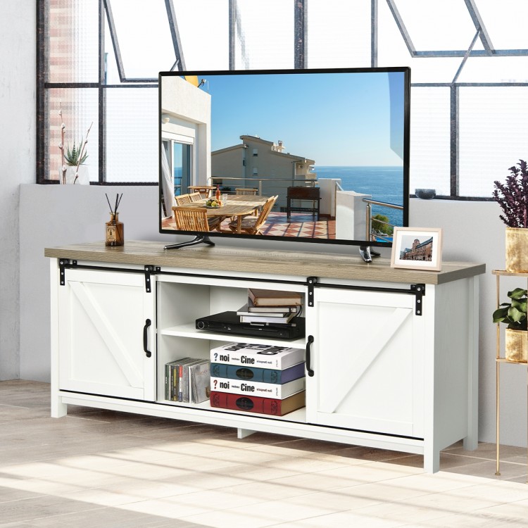 TV Stand Media Center Console Cabinet with Sliding Barn Door for TVs Up to 65 Inch