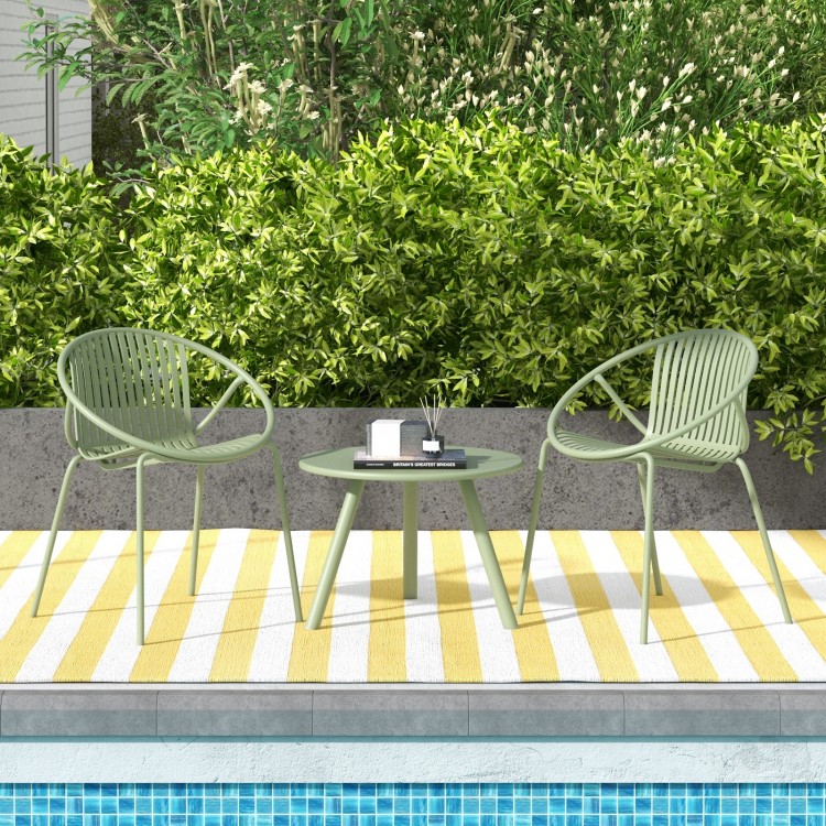 All Weather PP Patio Conversation Set with Round Coffee table and 2 Chairs