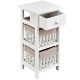 2 Pieces Bedroom Bedside End Table with Drawer Baskets