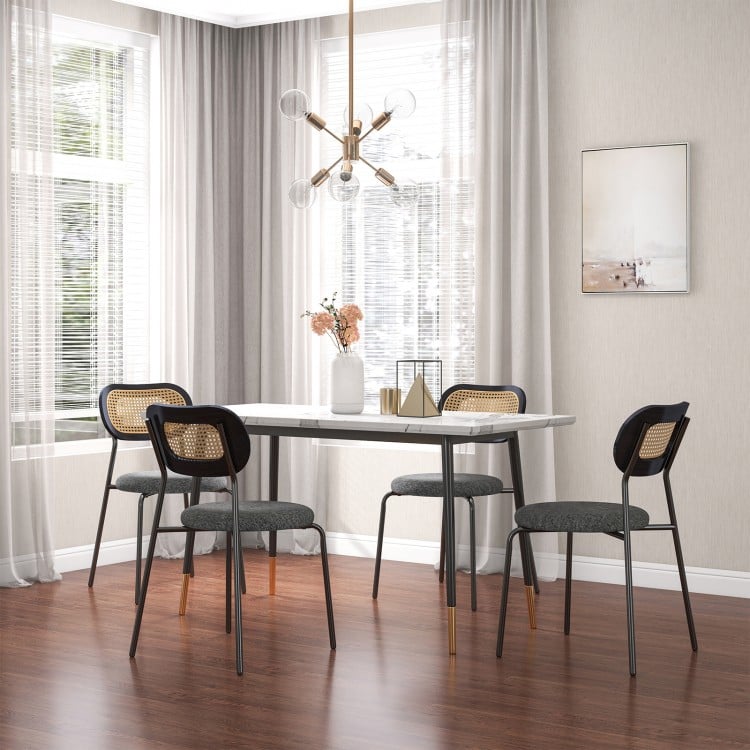 Set of 2 Rattan Dining Chair with Metal Legs