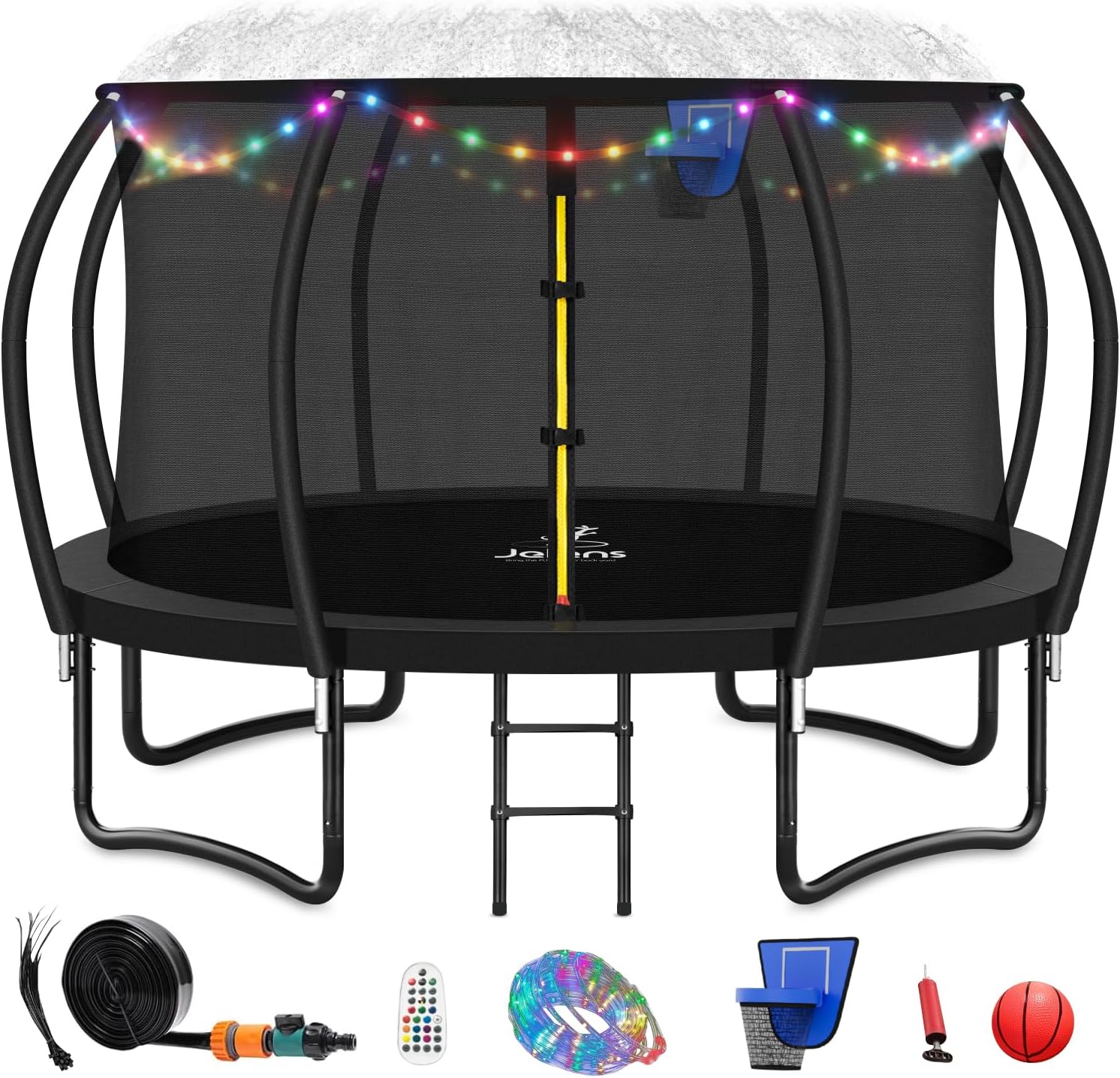 Trampoline 8FT 10FT 12FT 14FT 16FT, Recreational Trampolines with Enclosure Net and Ladder, Outdoor Anti-Rust Trampolines for Kids and Adults, ASTM Approved
