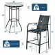 3 Pieces Outdoor Patio Bar Table Stool Set