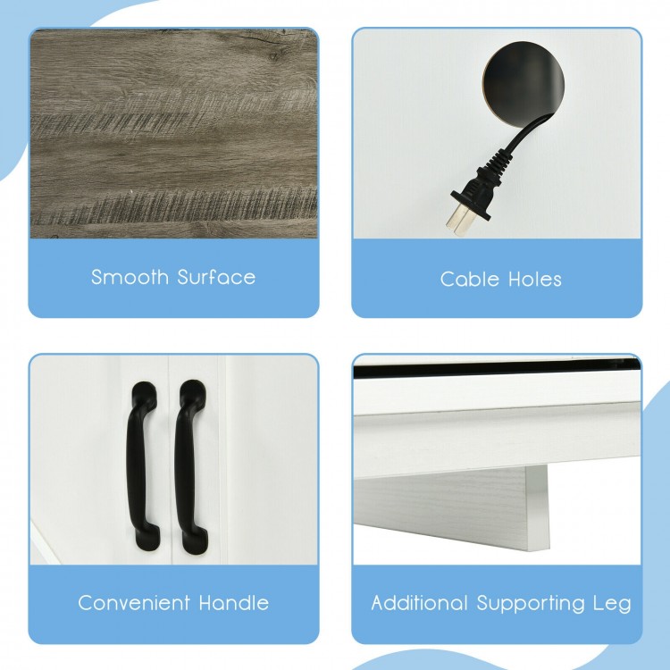 TV Stand Media Center Console Cabinet with Sliding Barn Door for TVs Up to 65 Inch