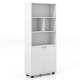 66 Inch Tall Double-Door Bookcase with Adjustable Shelf and Storage Cubes