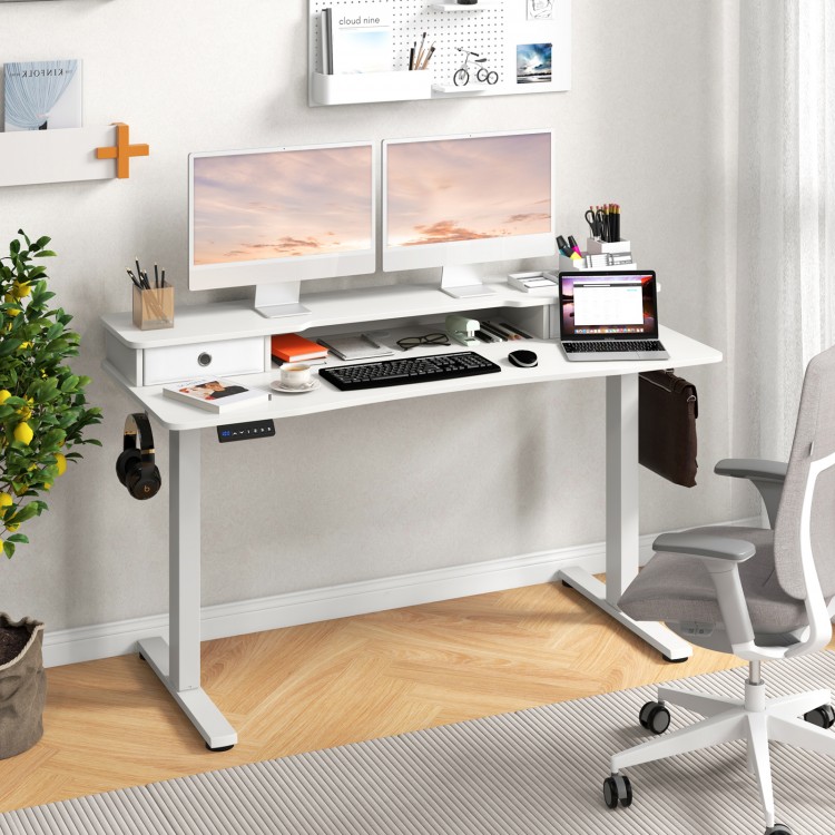 55 Inch x 24 Inch Height Adjustable Electric Standing Desk with 2 Drawers