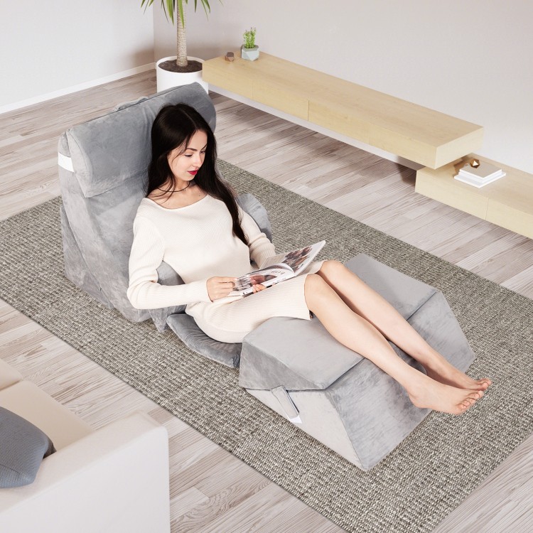 7 Pieces Bed Wedge Pillow Set with Memory Foam and Washable Cover