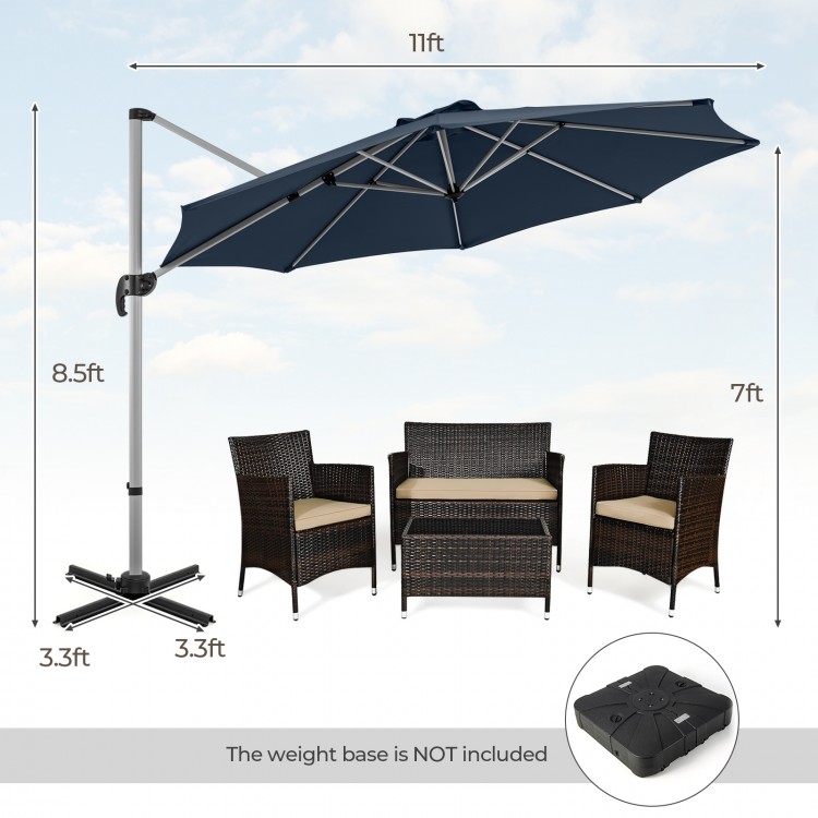 11 FT Outdoor Patio Umbrella with 360° Rotation and Adjustable Tilt