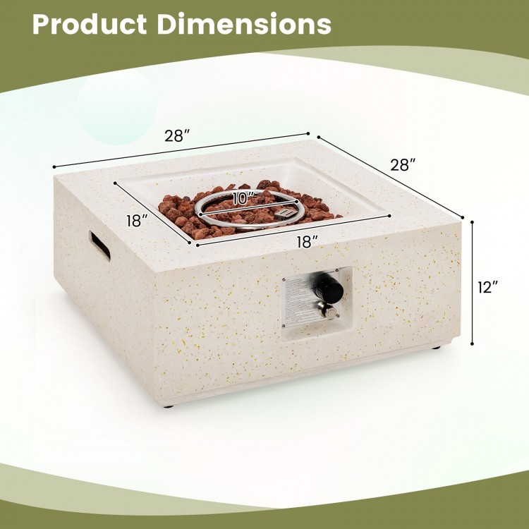 28 Inch 40000 BTU Square Propane Gas Fire Pit with PVC Cover