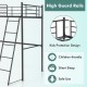 Twin Metal Loft Bed with Ladderand High Guard Rails