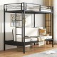 Twin Over Futon Bunk Bed with 2 Ladders and Safety Guardrails