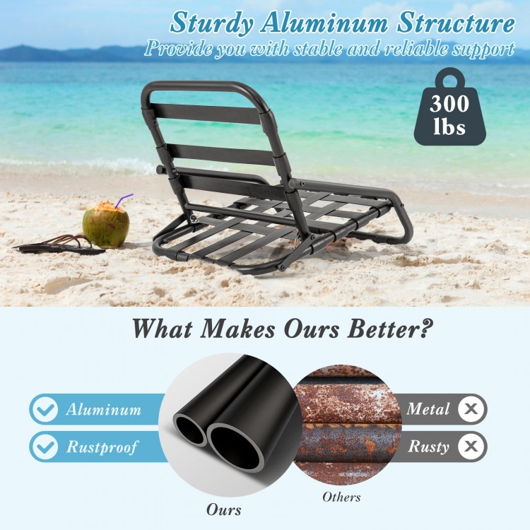 2 Pack Low Folding Beach Chairs for Adults with Cushion