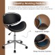 Adjustable Leather Office Chair Swivel Bentwood Desk Chair with Curved Seat
